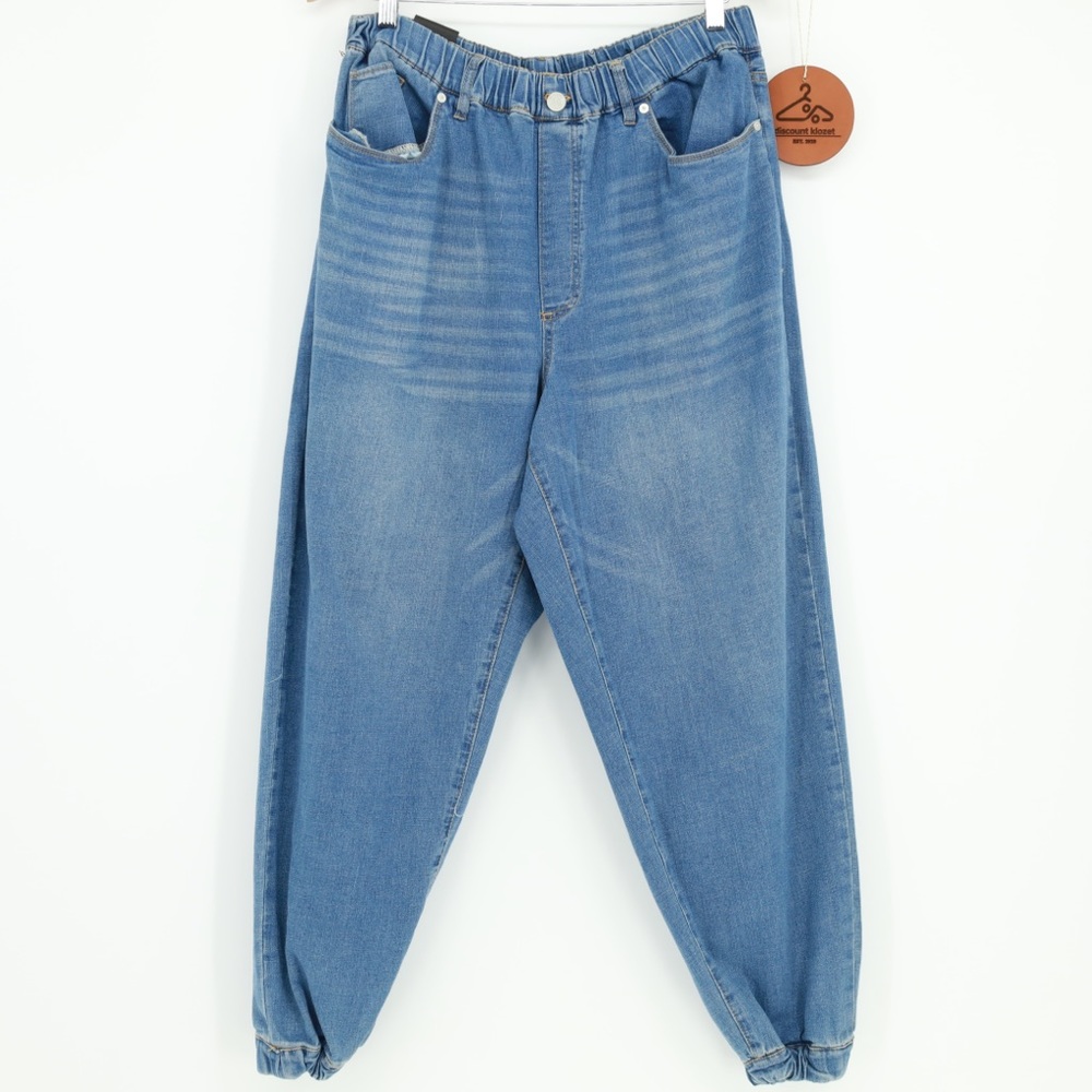 BLANKNYC Denim Jogger Medium Wash Elastic Waist Size 30 Pullon Elastic Cuff Hem